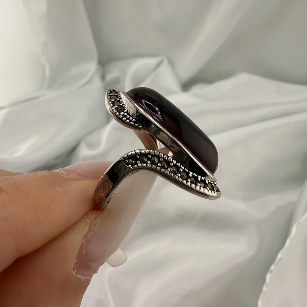 Vintage antique adjustable Red Stone Silver Ring